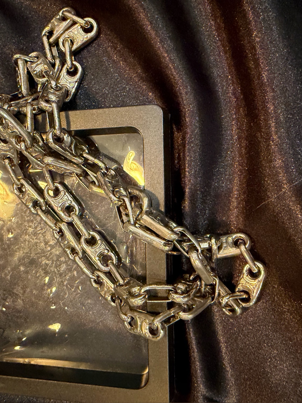 Celine Silver-Tone Triomphe Link necklace with little slip clasp. 16” vintage